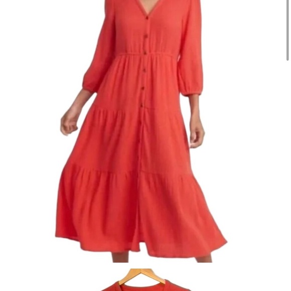 Marine Layer Vibrant Coral Midi Dress - Picture 4 of 8